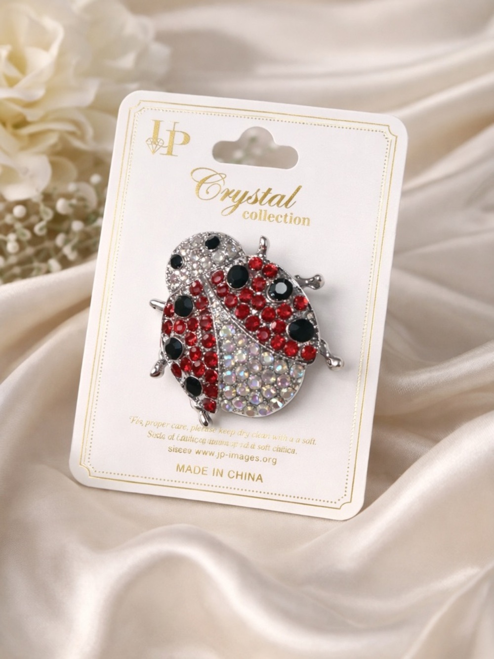 Crystal Ladybug Brooch Pin 🐞 Red Black Rhinestone Sparkle Statement Jewelry